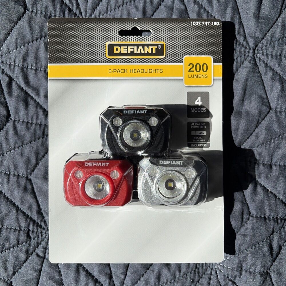 LED Headlight 3-Pack  200 Lumen  Elastic Headband Flashlight Batteries Included